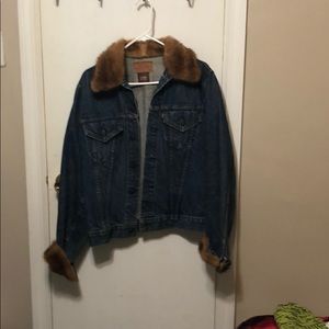 Vintage Levi Denim Jacket w/genuine mink